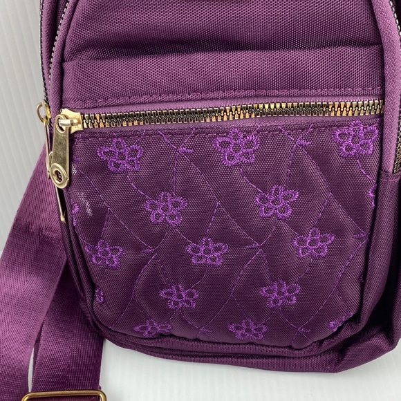 Purple Crossbody Sling Bag 5 Pockets by Jingpin Creations Cloth Purse - Picture 3 of 11